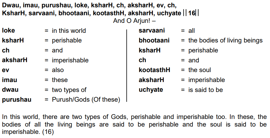 Bhagavad Gita Chapter 15 Verse 16
