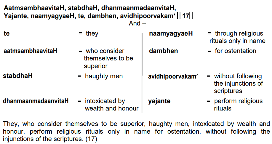 Bhagavad Gita Chapter 16 Verse 17