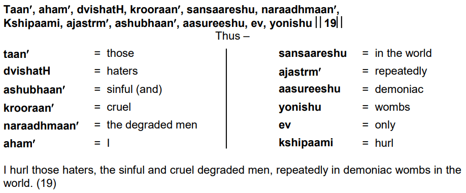 Bhagavad Gita Chapter 16 Verse 19