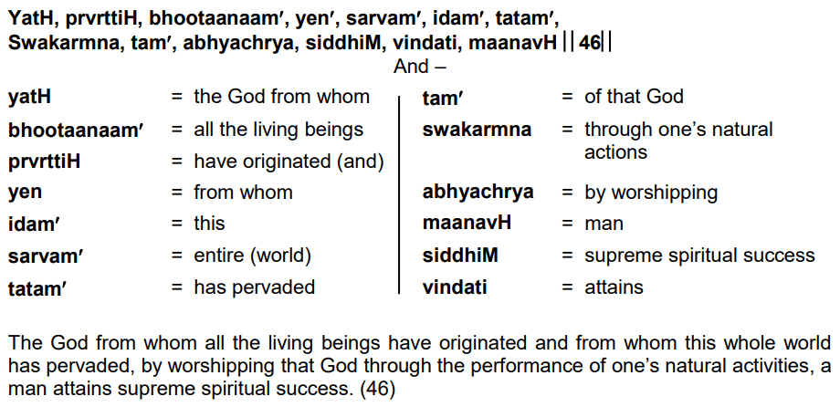 Bhagavad Gita Chapter 18 Verse 46