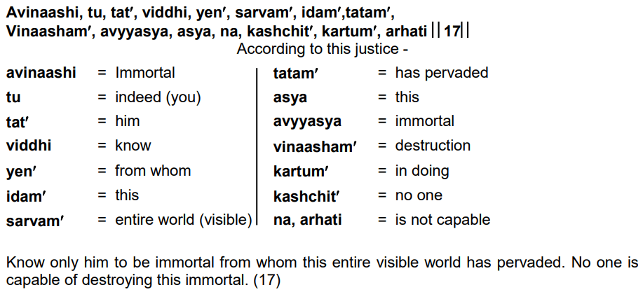 Bhagavad Gita Chapter 2 Verse 17