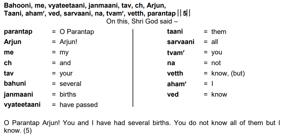 Bhagavad Gita Chapter 4 Verse 5