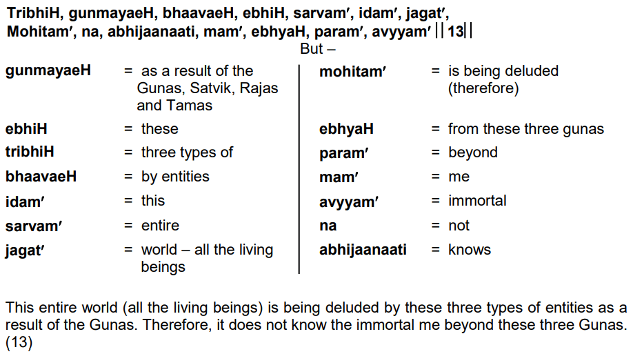 Bhagavad Gita Chapter 7 Verse 13