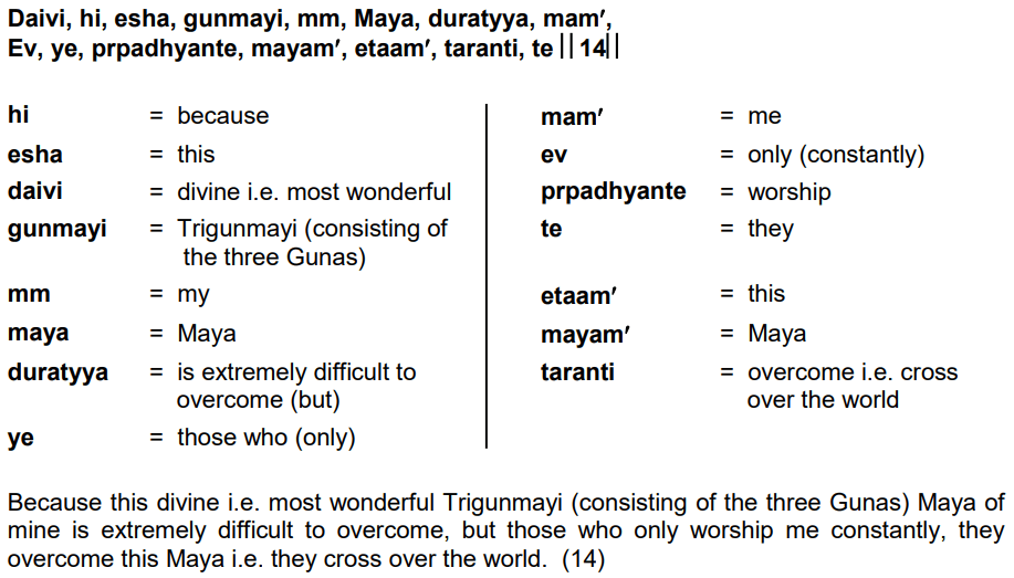 Bhagavad Gita Chapter 7 Verse 14