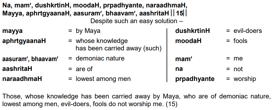 Bhagavad Gita Chapter 7 Verse 15