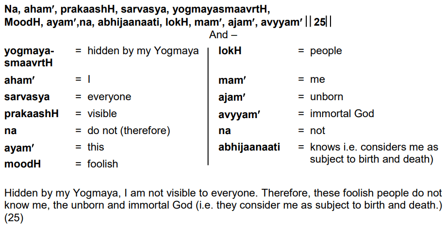 Bhagavad Gita Chapter 7 Verse 25