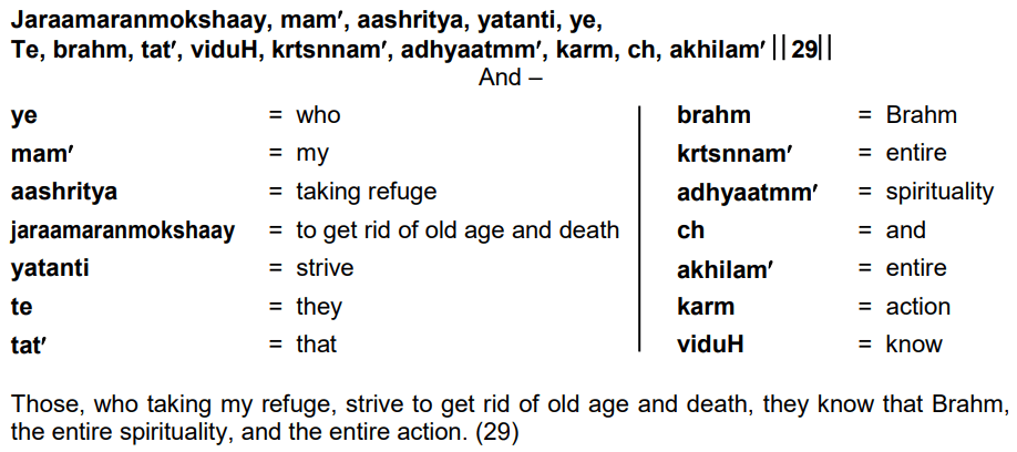 Bhagavad Gita Chapter 7 Verse 29