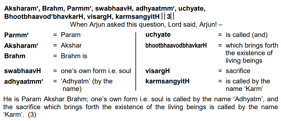 Bhagavad Gita Chapter 8 Verse 3