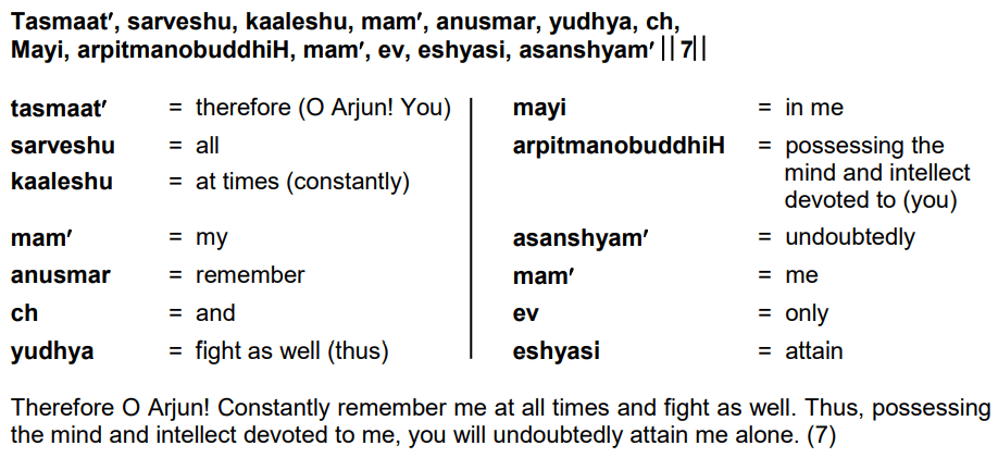 Bhagavad Gita Chapter 8 Verse 7