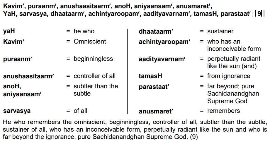 Bhagavad Gita Chapter 8 Verse 9